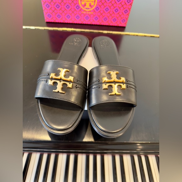 NWT Luxury Spring Summer Beach Authentic RARE Tory Burch Black Everly Slide/Shoe - Picture 8 of 17